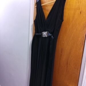 Scarlett Black Midi Dress with Embellished Waist